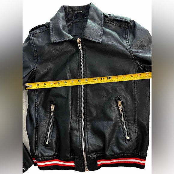 Blank NYC Jacket Vegan Black Leather Varsity Stripe Moto Motorcycle Women’s XS - Picture 8 of 8